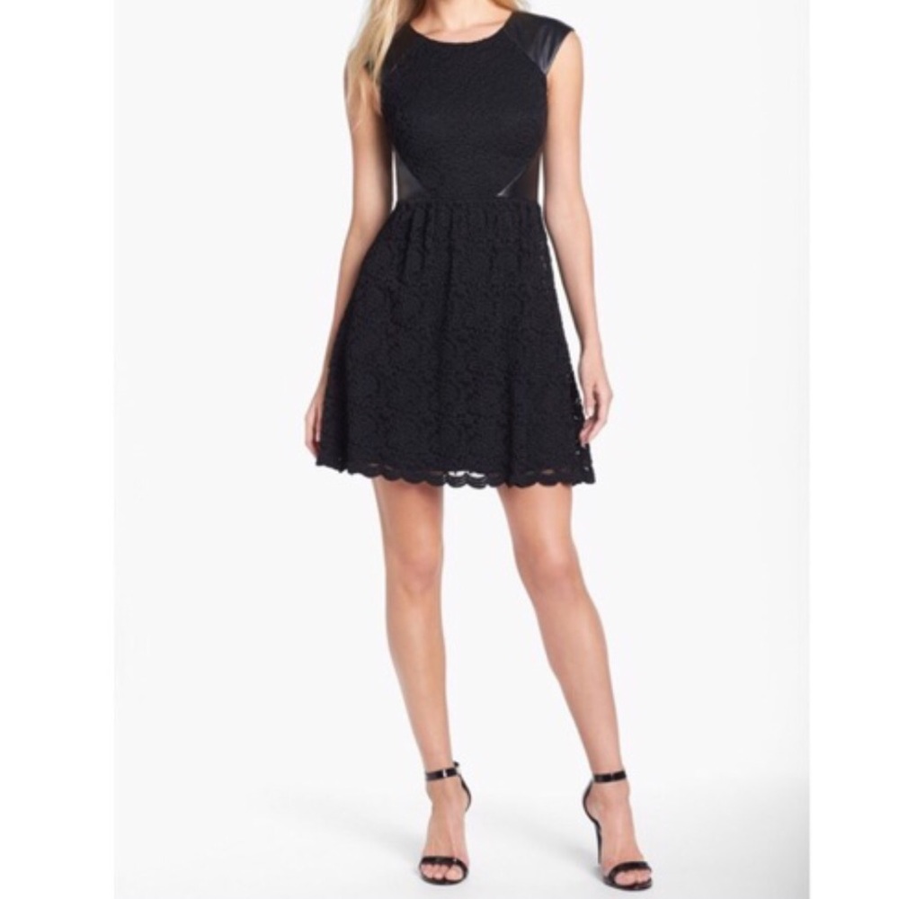 💗Betsey Johnson Leather and Lace Dress